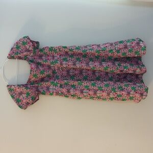 Boden Women's US20/22L Pink and Green Palm Tree Cotton Dress